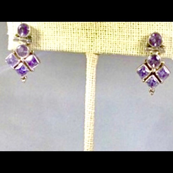 Vintage Amethyst 925 Sterling Silver Earrings - Picture 3 of 9